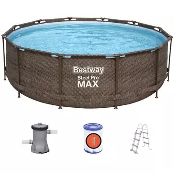 Bestway: MYKONOS LUX ratanový bazén s kovovým rámom, rebríkom a filtráciou – 366 x 100 cm - .Obrázok