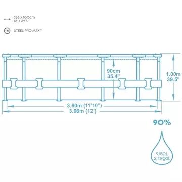Bestway: MYKONOS LUX rattanpool med metalramme, stige og pumpe – 366 x 100 cm - .billede