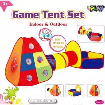 Iplay Conjunto de tiendas de juego con piscina y túnel - 100 bolas - .imagen