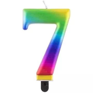 Regenbogenfarbene Geburtstagskerze, 8 cm - 7