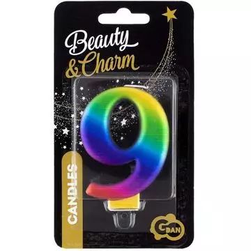 Szivárvány színű születésnapi gyertya, 8 cm - 9 - . kép