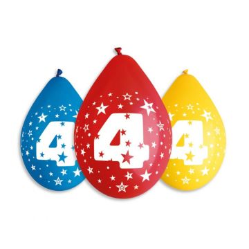 Confezione di palloncini colorati con numero per compleanno, 30 cm - 4