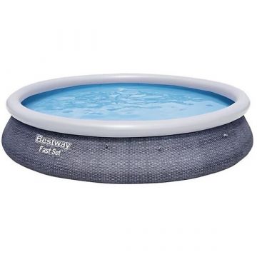 Bestway: St. Tropez Aufstellpool in Rattanoptik mit aufblasbarem Rand und Filterpumpe – 396 x 84 cm