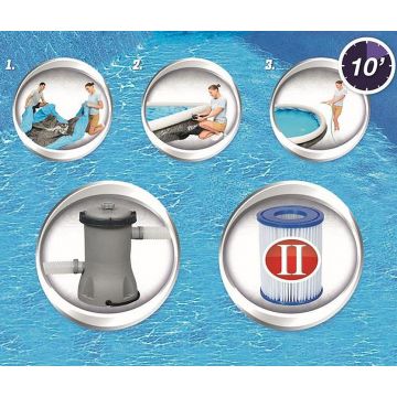Bestway: πισίνα St Tropez με εμφάνιση ρατάν, φουσκωτό χείλος και φίλτρο, 396 x 84 cm - .εικόνα