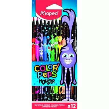 MAPED Color Peps Monster, set van 12 driekant kleurpotloden.