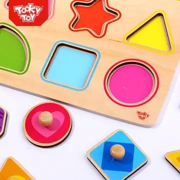 Tooky Toy: Puzzle din lemn, 12 piese - Forme - .foto