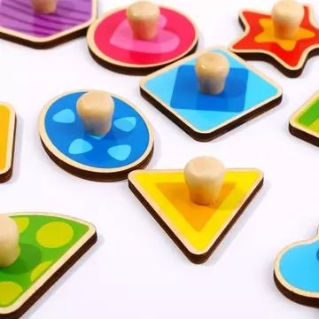 Tooky Toy: Puzzle din lemn, 12 piese - Forme - .foto