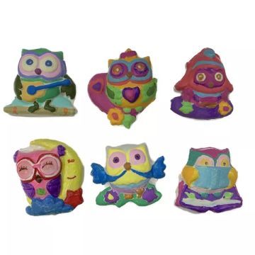 Fluorescerende koelkastmagneten set - Uilen - .afbeelding