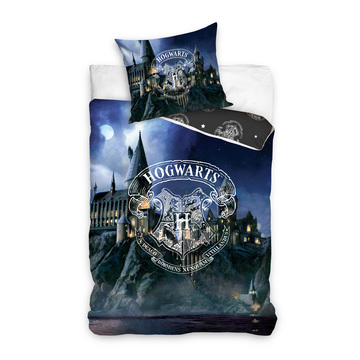Harry Potter: Hogwarts Lenjerie de pat cu 2 piese - albastru închis - .foto