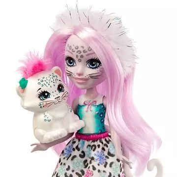 Enchantimals: Lutka Sybill Snow Leopard in figurica Flake - .slika