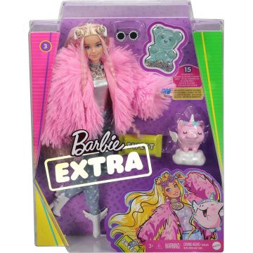 Barbie: Extravagáns szőke baba rózsaszín kabátban malackornissal