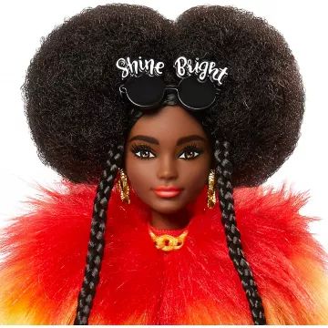 Barbie Extra: Ekstravagantna afroameriška lutka v mavričnem plašču s pudljem - .slika