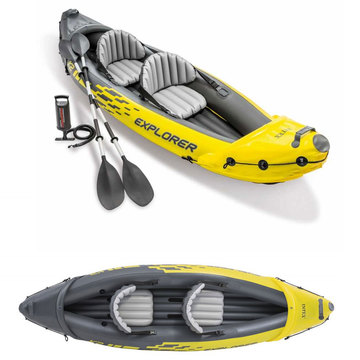 Intex: Explorer K2 kajak szett alumínium evezőkkel - sárga - . kép