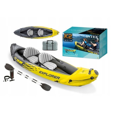 Intex: Explorer K2 kajakų rinkinys su aliuminio irklais - geltonas - .vaizdas