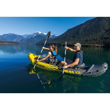 Intex: Explorer K2 kajakų rinkinys su aliuminio irklais - geltonas - .vaizdas