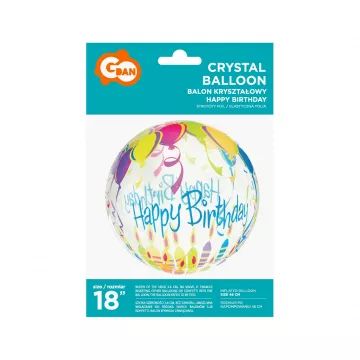 Srečen rojstni dan prozoren kristalni balon - 46 cm - .slika