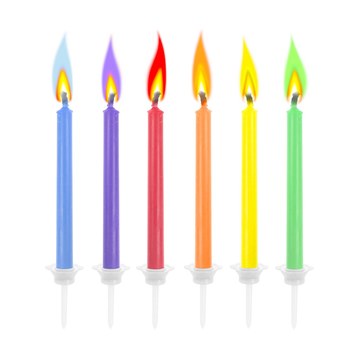 Candeline per torta a fiamma colorata - 6 pezzi