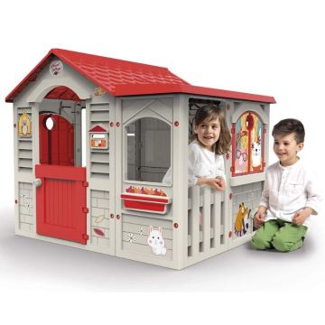 Speelhuisje met rood dak - 104x103x122cm - .afbeelding