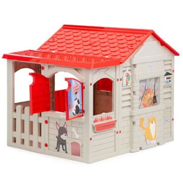Speelhuisje met rood dak - 104x103x122cm - .afbeelding