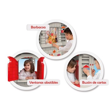 Speelhuisje met rood dak - 104x103x122cm - .afbeelding
