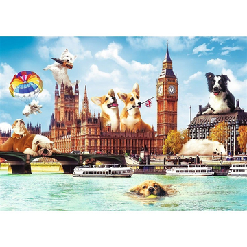 Trefl: Crazy cities - suņi Londonā puzle - 1000 gabali - .attēls