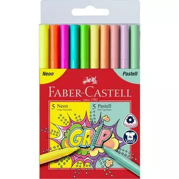 Faber-Castell: Grip filctoll szett - 10 db-os, neon és pasztell