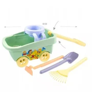 Kinderwagen met tuingereedschap - .afbeelding
