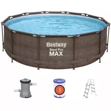 Bestway: MYKONOS LUX fémvázas rattan medence létrával és vízforgatóval - 366 x 100 cm - CSOMAGOLÁSSÉRÜLT - . kép