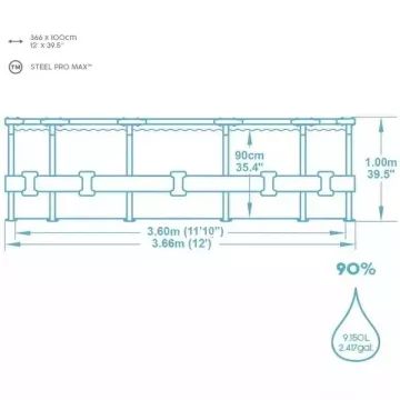 Bestway: MYKONOS LUX fémvázas rattan medence létrával és vízforgatóval - 366 x 100 cm - CSOMAGOLÁSSÉRÜLT - . kép