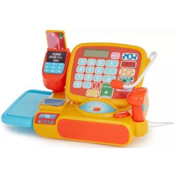 Conjunto de caixa registadora eletrónica com microfone e produtos - 10 peças - .Imagem