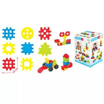 Gofri műanyag építőjáték kerekekkel - 200 db-os - . kép