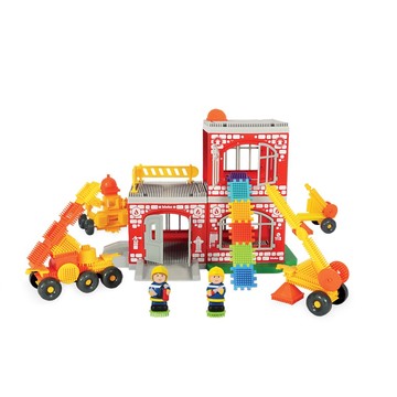 Bloko: Tüskés építőjáték tűzoltóállomással és figurákkal - 100 db-os - . kép
