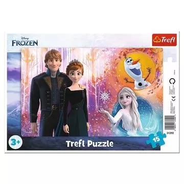 Trefl: Jégvarázs 2, Anna és Kristoff keretes puzzle - 15 darabos