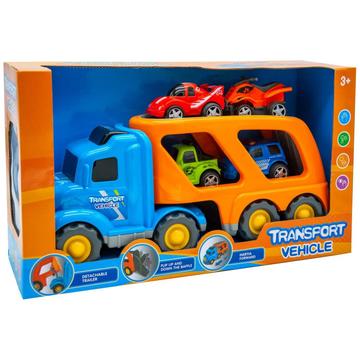 ToyToyToy: Autószállító kamion 4 db kisautóval - 44 cm