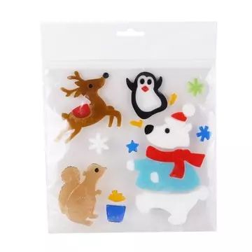 Karácsonyi állatok zselés ablakdísz szett - . kép