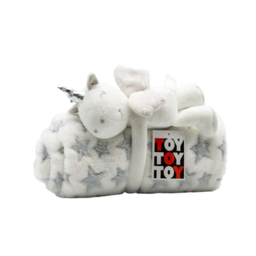 ToyToyToy: Plüss unikornis ajándék pléddel, díszdobozban - fehér - . kép