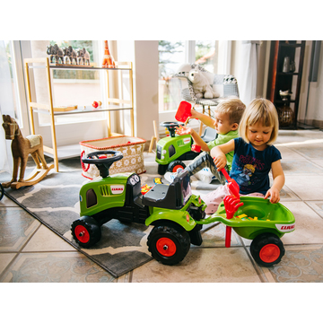 Falk: Dětský traktor Claas bez pedálů s přívěsem a příslušenstvím - zelený - .obrázek