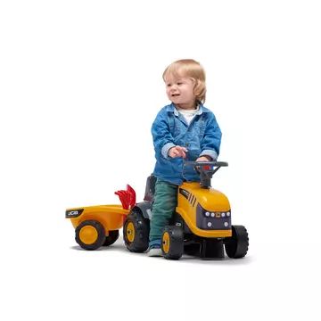 Falk: Traktor JCB bez pedałów, z przyczepą i akcesoriami - żółty - .zdjęcie 