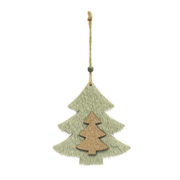 Karácsonyfa alakú dísz akasztóval, filc - . kép