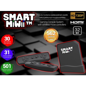 SMART MiWii vezeték nélküli játékkonzol, mozgásvezérlőkkel és 562 db játékkal