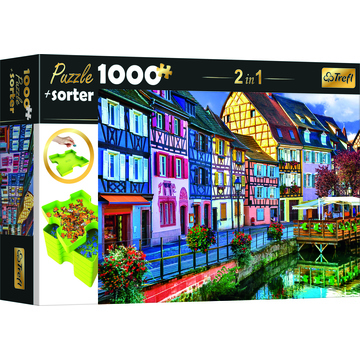 Trefl: Színes utcakép puzzle - 1000 darabos + szortírozó tálca - . kép