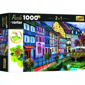 Trefl: Színes utcakép puzzle - 1000 darabos + szortírozó tálca