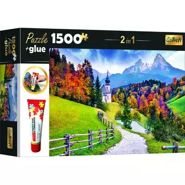 Trefl: Peisaj de munte - puzzle cu 1500 de piese + adeziv cadou