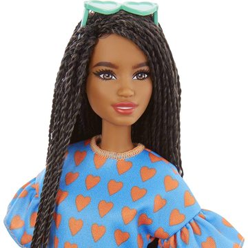 Barbie Fashionistas: Barna bőrű Barbie szívecskés szettben, cipzáras tartóban - . kép