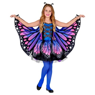Fantasia de borboleta azul com asas - 128 cm - .Imagem