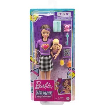 Barbie Skipper: Varuška lutka z dojenčkom - Barbie z vijoličnimi lasmi - .slika