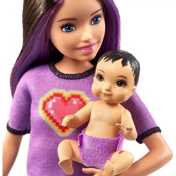 Barbie Skipper: Varuška lutka z dojenčkom - Barbie z vijoličnimi lasmi - .slika