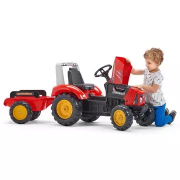 Rdeči Supercharger traktor s pedali in prikolico - .slika