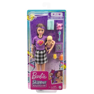 Barbie Skipper: Lila hajú bébiszitter kisbabával - . kép