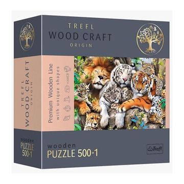 Trefl Puzzle Wood Craft: A dzsungel nagymacskái – 500+1 darabos puzzle fából